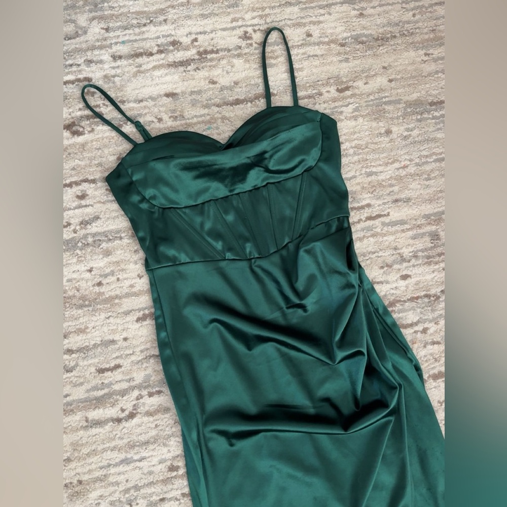 Elegant Green Satin Dress